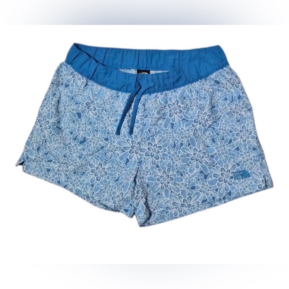 The North Face Blue Floral Quick Dry Zip Pocket Sz M Drawstring Women’s Shorts